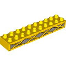 LEGO Yellow Duplo Brick 2 x 10 with Lattice cutout fence (2291 / 60825)