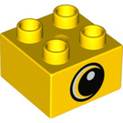 LEGO Geel Duplo Steen 2 x 2 met Eye (3437 / 43763)