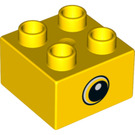 LEGO Geel Duplo Steen 2 x 2 met Eye looking Links (37396 / 37397)