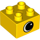 LEGO Geel Duplo Steen 2 x 2 met Eye Aan Twee sides en Wit spot (82061 / 82062)