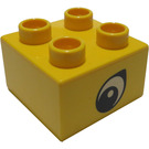 LEGO Geel Duplo Steen 2 x 2 met punt Aan eye (3437)