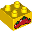 LEGO Yellow Duplo Brick 2 x 2 with Tomatoes (3437 / 15906)