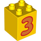 LEGO Yellow Duplo Brick 2 x 2 x 2 with 3 (13165 / 31110)