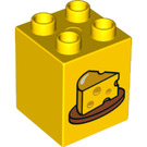 LEGO Yellow Duplo Brick 2 x 2 x 2 with Cheese (24973 / 31110)
