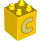 LEGO Jaune Duplo Brique 2 x 2 x 2 avec Letter "C" Décoration (31110 / 65970)