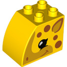 LEGO Gelb Duplo Backstein 2 x 3 x 2 mit Gebogen Seite mit Giraffe Kopf (11344 / 74940)