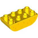 LEGO Duplo Geel Steen 2 x 4 met Gebogen Onderzijde met Dots (98224 / 101566)