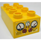 LEGO Yellow Duplo Brick 2 x 4 with gauges Sticker (3011)