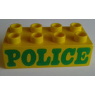 LEGO Yellow Duplo Brick 2 x 4 with Police (3011 / 31459)