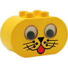 LEGO Yellow Duplo Brick 2 x 4 x 2 with Rounded Ends, Rattle Eyes and Animal Face (2071)