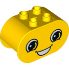 LEGO Jaune Duplo Brique 2 x 4 x 2 avec Arrondi Ends avec Happy Affronter (6448 / 24438)