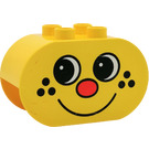 LEGO Yellow Duplo Brick 2 x 4 x 2 with Rounded Ends with Smiley red nose face with freckles (6448)
