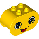 LEGO Jaune Duplo Brique 2 x 4 x 2 avec Arrondi Ends avec Sticky out tongue Affronter (6448 / 24440)