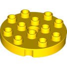 LEGO Gelb Duplo Runden Platte 4 x 4 mit Loch und Verriegeln Ridges (98222)