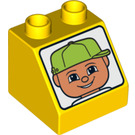 LEGO Yellow Duplo Slope 2 x 2 x 1.5 (45°) with Boys Face (6474 / 84666)