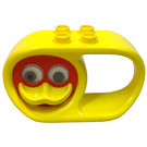 LEGO Yellow Duplo Teether Oval 2 x 6 x 3 with Handle and Turning Red Duck Face with Yellow Beak and Rattling Eyes