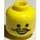 LEGO Yellow Emmet Head With Brown Moustache (Recessed Solid Stud) (3626)