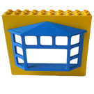 LEGO Gelb Fabuland Building Mauer 2 x 10 x 7 mit Blau Bay Fenster