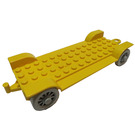 LEGO Yellow Fabuland Car Chassis 14 x 6 Old (with Hitch)