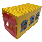 LEGO Yellow Fabuland Garage Block with Blue Windows and Red Door