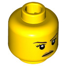 LEGO Geel Vrouwelijk Hoofd van Battle Goddess met Golden Lipstick Patroon (Verzonken solide nop) (3626 / 18175)