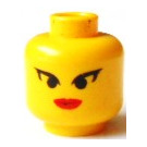 LEGO Geel Female Hoofd met Zwart Pointed Eyelashes en Rood Lips (Veiligheids Stud) (3626)