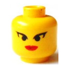 LEGO Yellow Female Head with Black Pointed Eyelashes and Red Lips (Safety Stud) (3626)