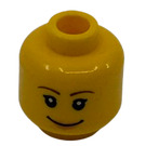 LEGO Gul Kvinde Hoved med Brun Eyebrows og Lyserød Lips (Forsænket solid knops) (3626 / 82131)