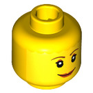 LEGO Yellow Female Head with Brown Eyebrows and Pink Lips (Safety Stud) (3626 / 82131)