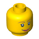 LEGO Geel Female Hoofd met Brown Eyebrows en Rood Lips (Verzonken Solid Stud) (14750 / 82131)