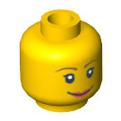 LEGO Gul Kvinde Hoved med Brun Eyebrows og Rød Lips (Forsænket solid knops) (14750 / 82131)