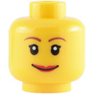 LEGO Yellow Female Head with Brown Eyebrows and Red Lips (Safety Stud) (14750 / 99197)
