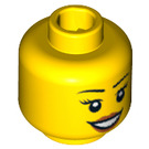 LEGO Yellow Female Head with Eyelashes and Red Lipstick (Safety Stud) (11842 / 14915)