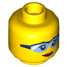 LEGO Geel Female Hoofd met Light Blauw Goggles en Lopsided Smile (Verzonken Solid Stud) (3626 / 29490)