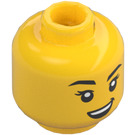 LEGO Yellow Female Head with Lopsided Grin (Recessed Solid Stud) (3274 / 103210)