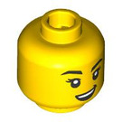 LEGO Geel Female Hoofd met Lopsided Grijns (Verzonken Solid Stud) (3274 / 103210)