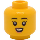 LEGO Gul Kvinna Huvud med Rosa Lips och Små Smile med Tänder / Stressed (Infälld solid knopp) (3626)