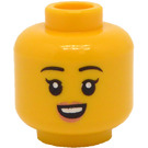 LEGO Gelb Female Kopf mit Pink Lips und Klein Smile mit Zähne / Stressed (Einbau-Vollbolzen) (3626)