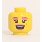 LEGO Yellow Female Head with Pink Lips, Eye Shadow, Open Mouth and Beauty Mark (Recessed Solid Stud) (3626)