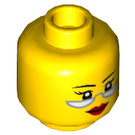 LEGO Yellow Female Head with Reading Glasses and Red Lipstick (Recessed Solid Stud) (3626 / 98831)