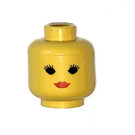 LEGO Geel Female Hoofd met Rood Lipstick (Veiligheids Stud) (3626)