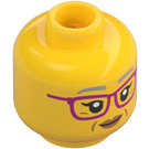 LEGO Gul Kvinna med Bright Ljus Blå Jacka Minifigur Huvud (Infälld solid knopp) (3626 / 68436)