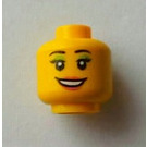 LEGO Yellow Female with Pink Top Head (Safety Stud) (3626)