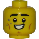 LEGO Amarillo Figura Skating Champion Cabeza (Espiga sólida hueca) (3626)