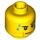 LEGO Geel Fireman met Dark Rood Helm Hoofd (Veiligheids Stud) (10259 / 14914)