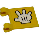 LEGO Gelb Flagge 2 x 2 mit Glove Aufkleber ohne ausgestellten Rand (2335)
