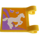 LEGO Yellow Flag 2 x 2 with Horse and Butterflies Sticker without Flared Edge (2335)
