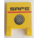 LEGO Geel Vlag 2 x 2 met 'Safe' Sticker zonder uitlopende rand (2335)