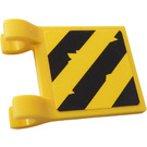 LEGO Gelb Flagge 2 x 2 mit Scratched Warning Streifen Gelb/Schwarz Aufkleber ohne ausgestellten Rand (2335)