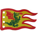 LEGO Yellow Flag 5 x 8 with Red Border and Green Dragon (Single-Side Print)